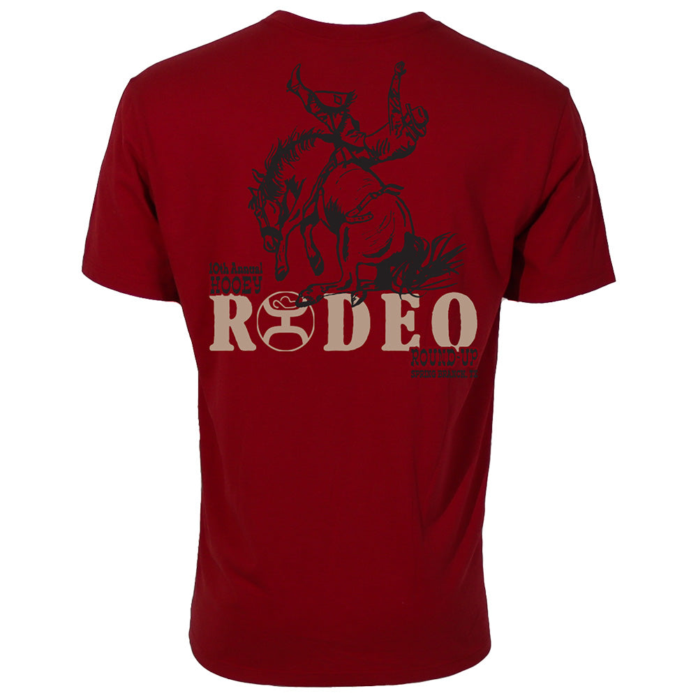 Hooey Rodeo Round Up Red T-Shirt back view in red with rodeo graphic