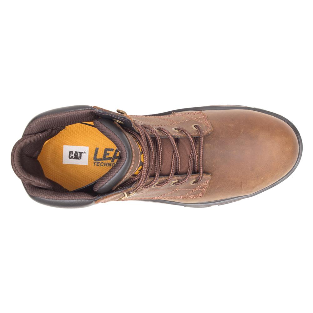 Top view of CAT Exposition 6 Inch Alloy Toe Work Boot showing interior opening