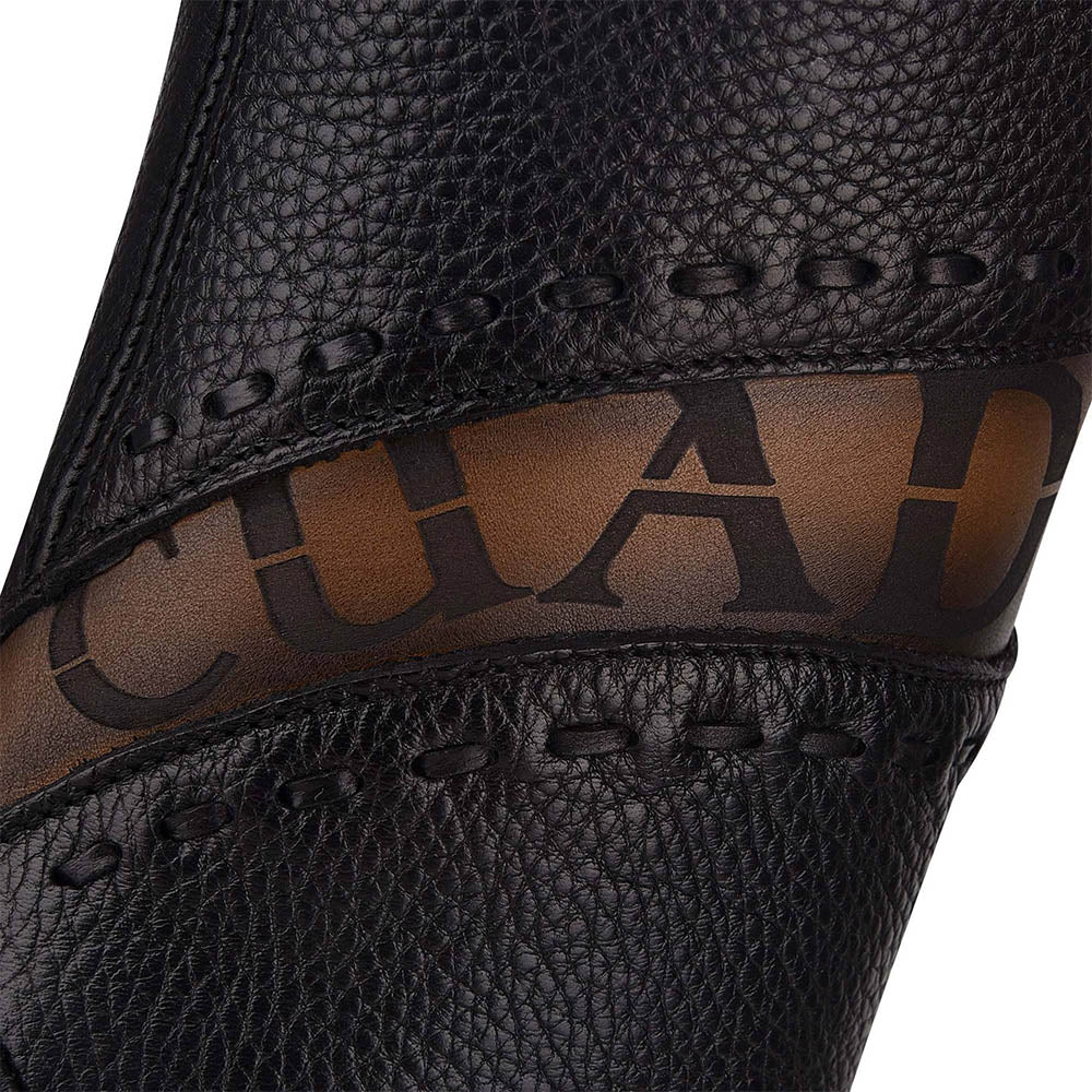 Black Lazer & Woven & Zipper Narrow Sq. Toe Boot