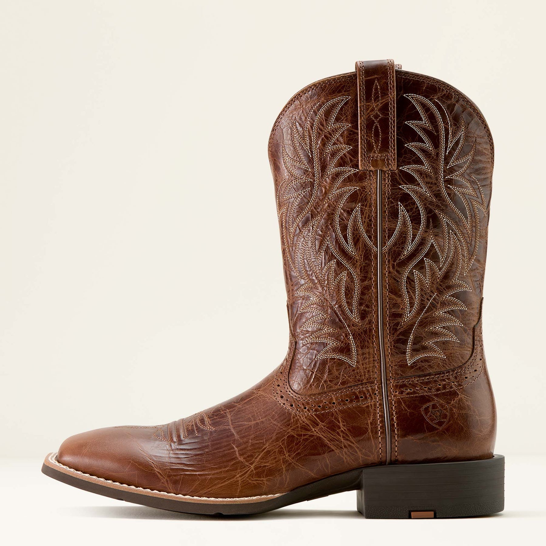 Bota vaquera deportiva de punta cuadrada ancha estilo western