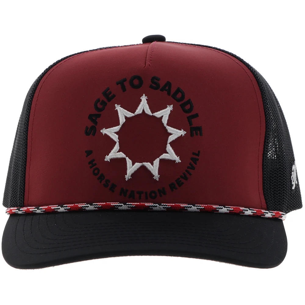 Sombrero Sage To Saddle Rojo/Negro Con Costuras Negras y Blancas