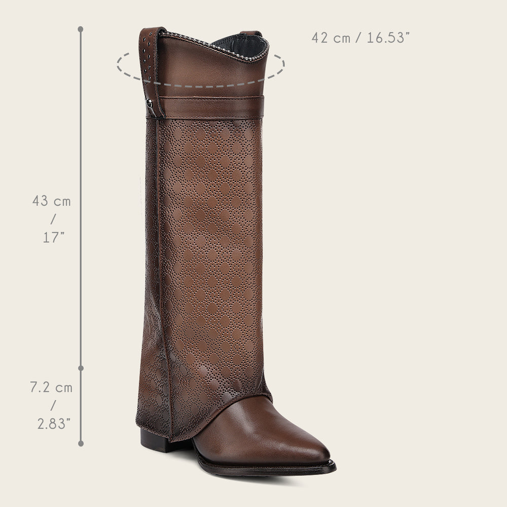 Foldable Western Boot In Genuine Bovine Leather With Perforated Shaft