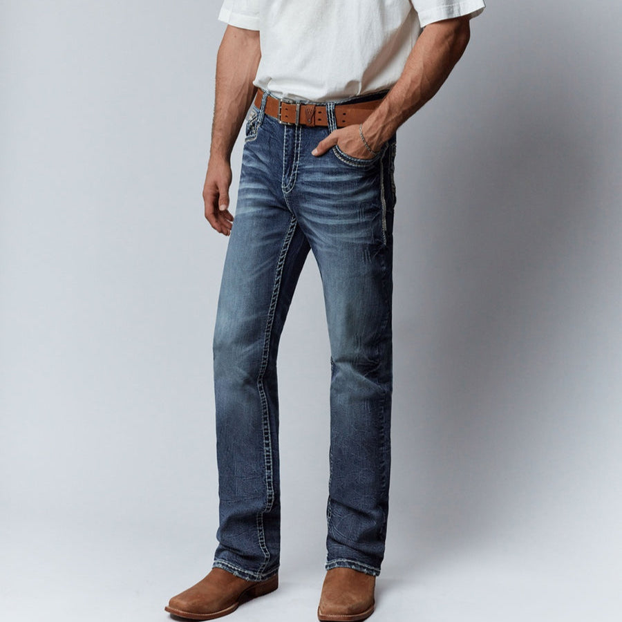 Embroidered Straight Jeans