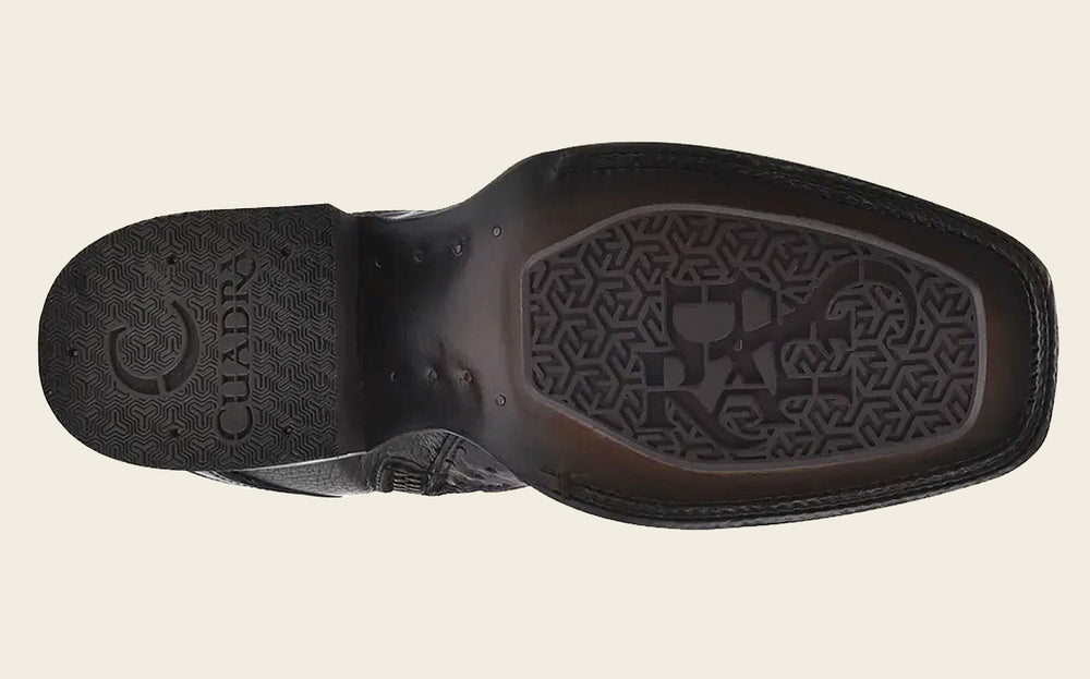 Black Ostrich Zipper & Elastic Square Toe Boot