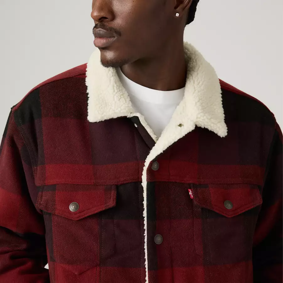 Relaxed Fit Plaid Trucker Jacket