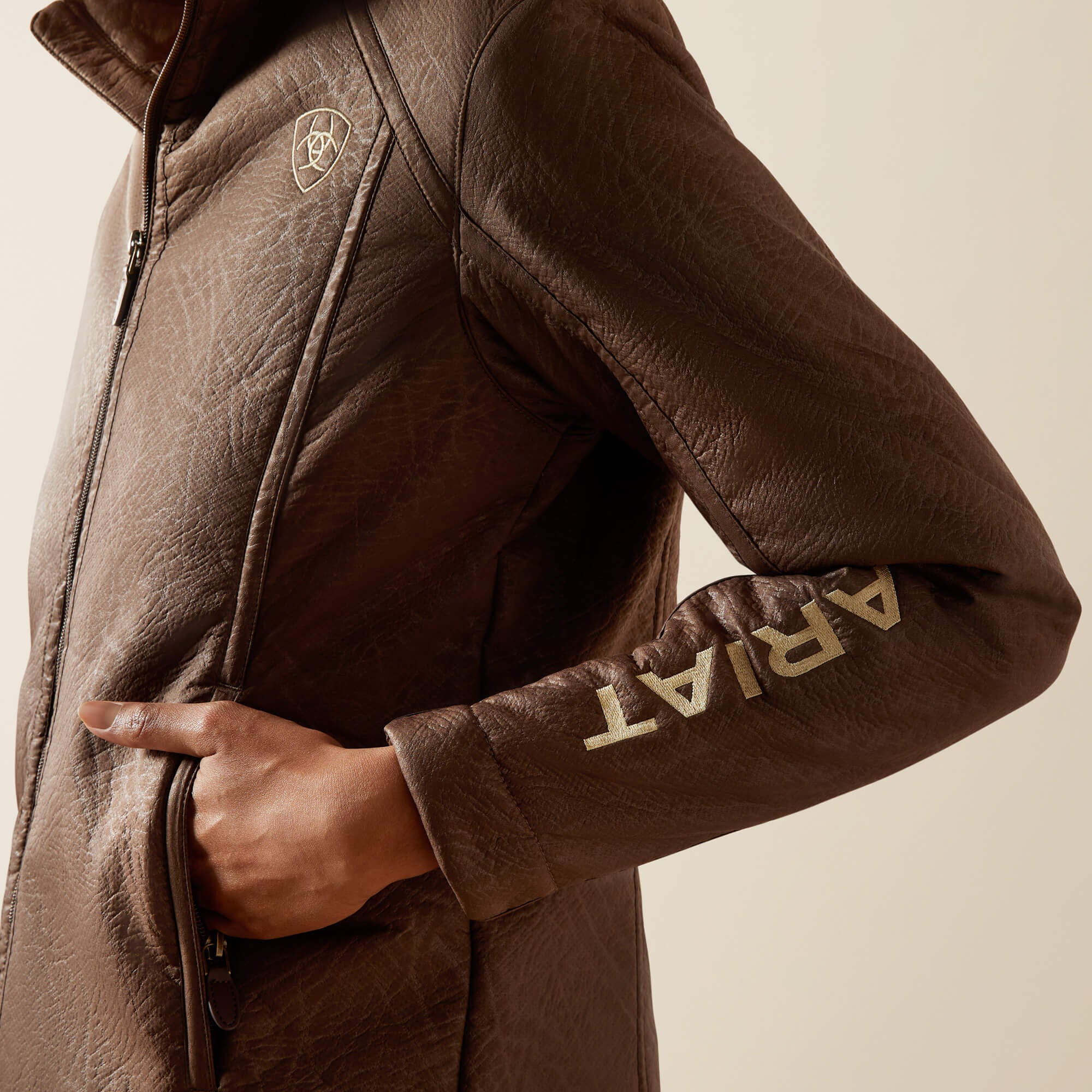 Logo Softshell Faux Leather Jacket