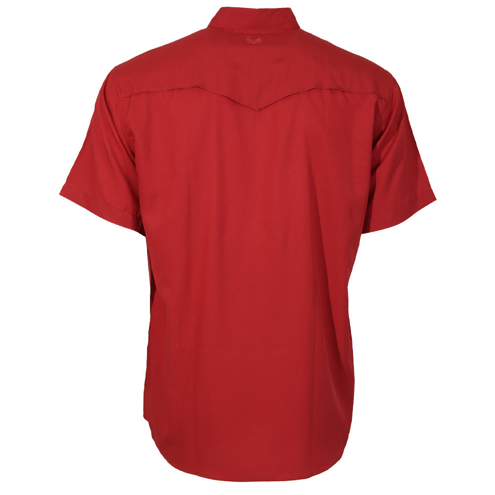 Hooey Sol Short Sleeve Pearl Snap Shirt back view in red