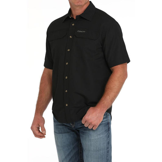 Arena Flex Black Short Sleeve Button Down Shirt