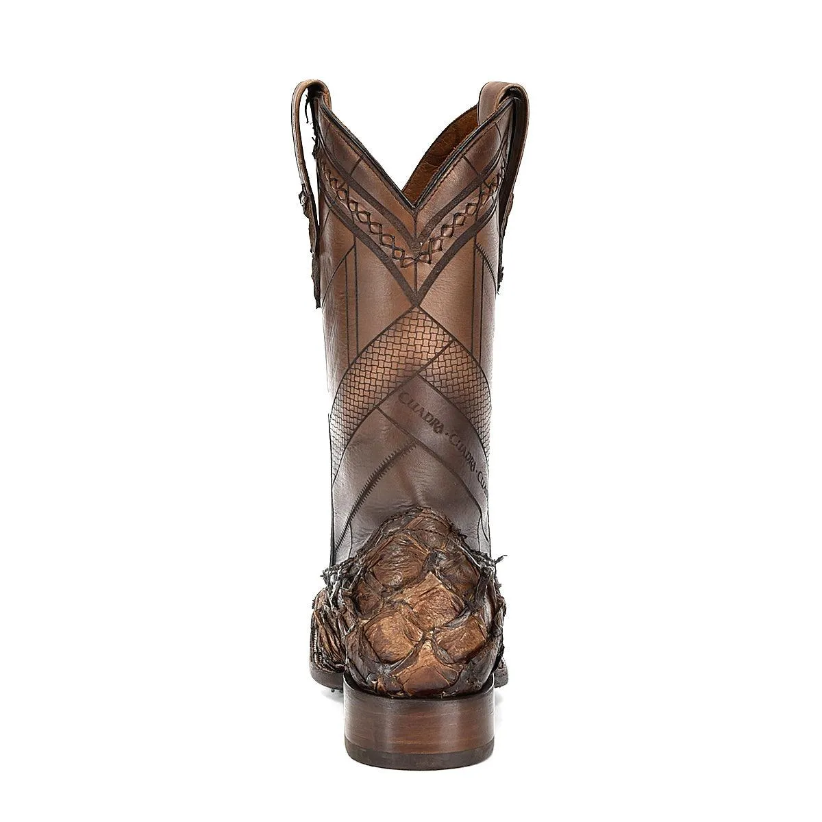 Bota de pirarucú con punta cuadrada tejida y láser de pez miel de Asturias