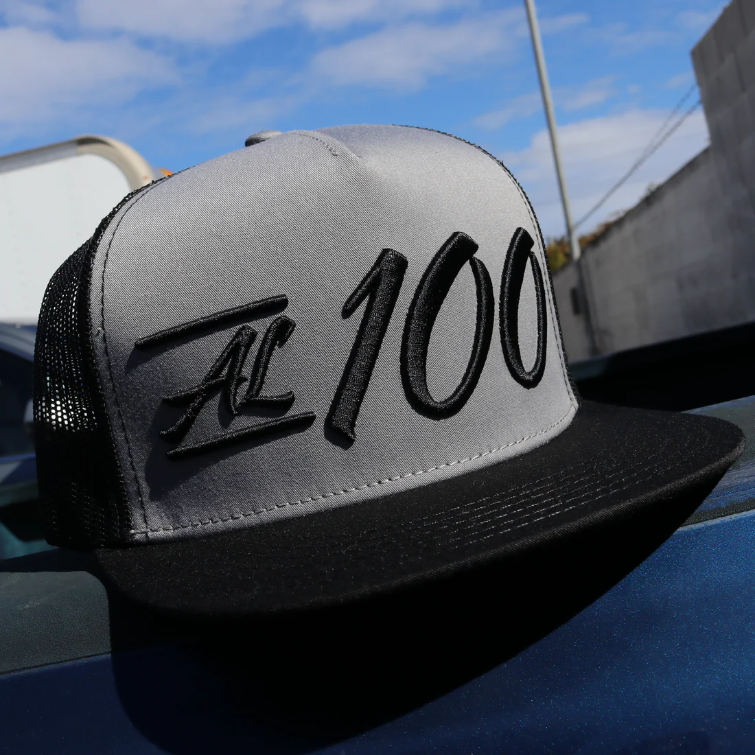 Gorra de visera plana negra/gris/negra Al 100