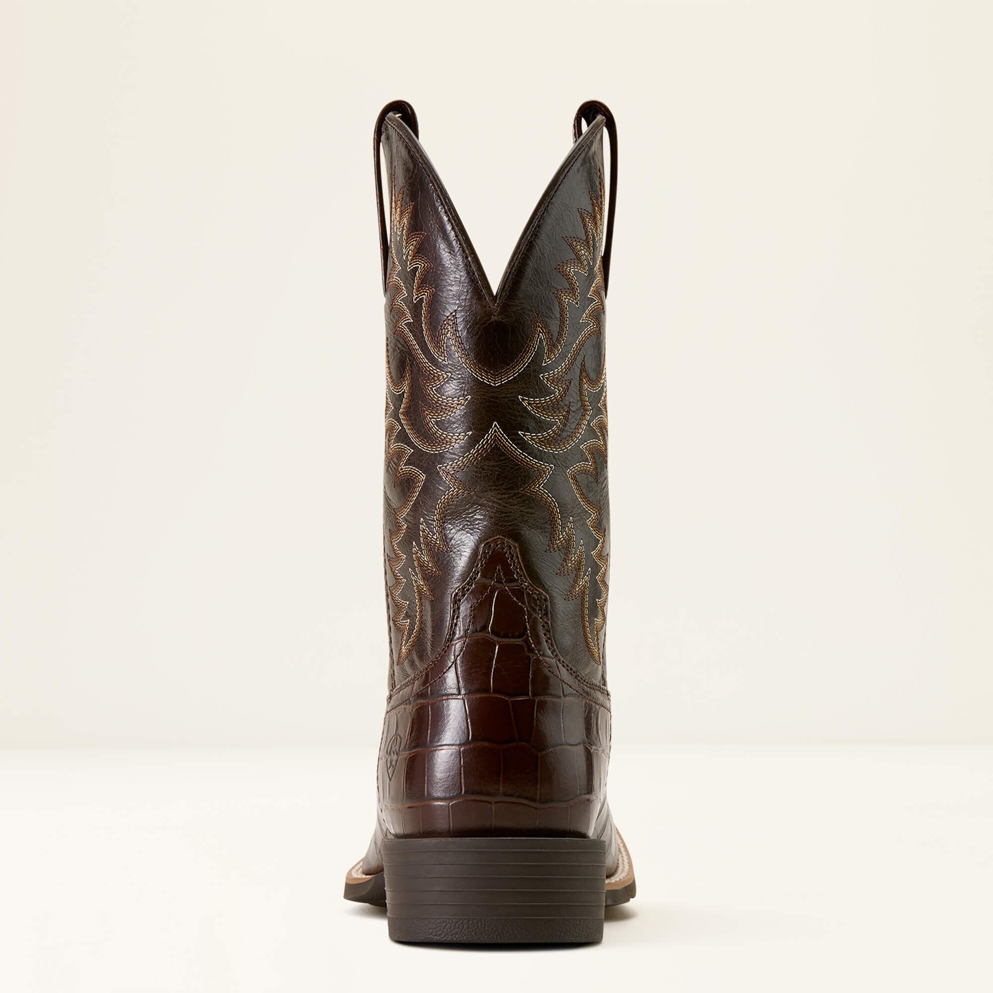 Ariat Sport Latigo Wide Square Toe Cowboy Boot back view with stitched shaft