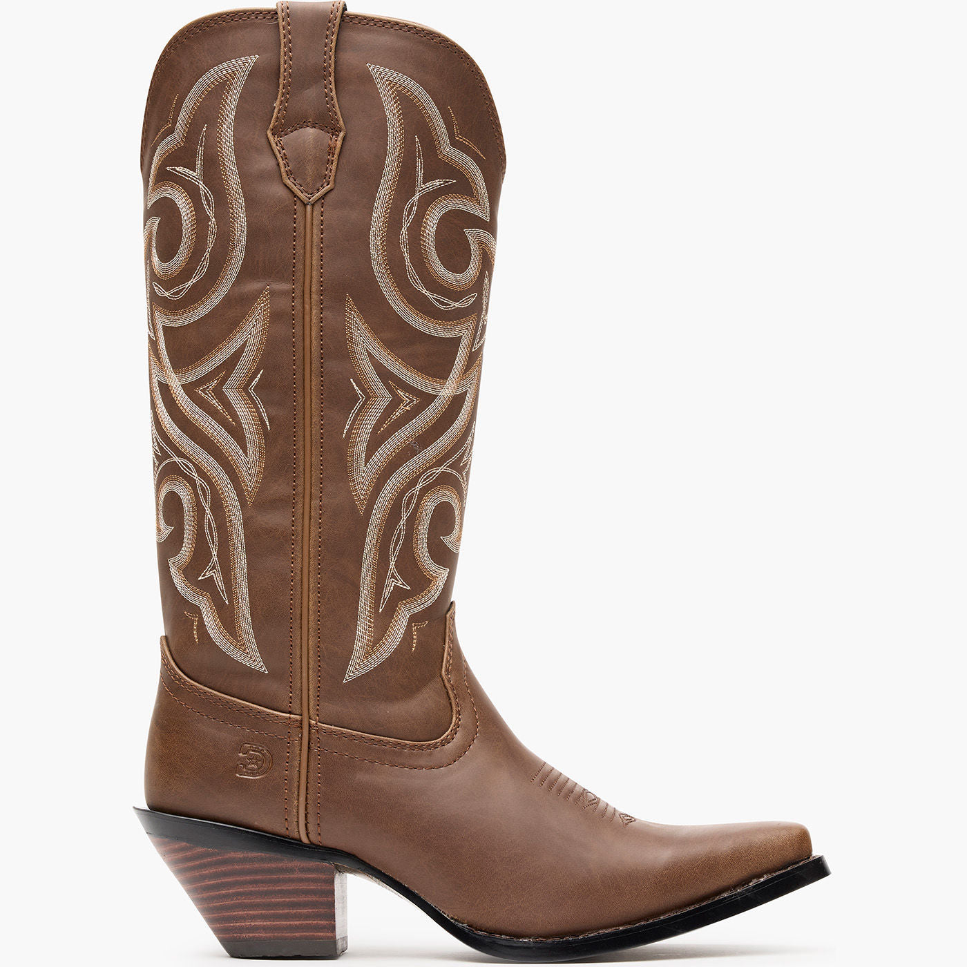 Crush by Durango Milk Chocolate Western Boot side view in brown leather with stitched shaft