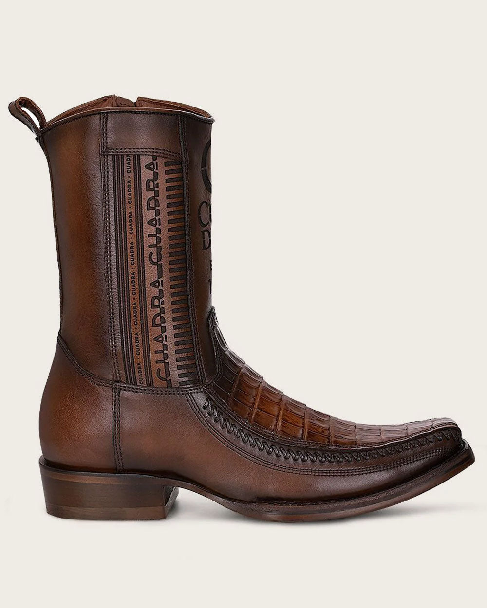 Caiman Laser & Woven Narrow Square Toe Boot