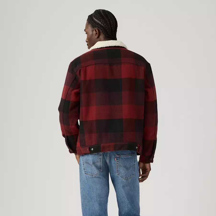 Relaxed Fit Plaid Trucker Jacket