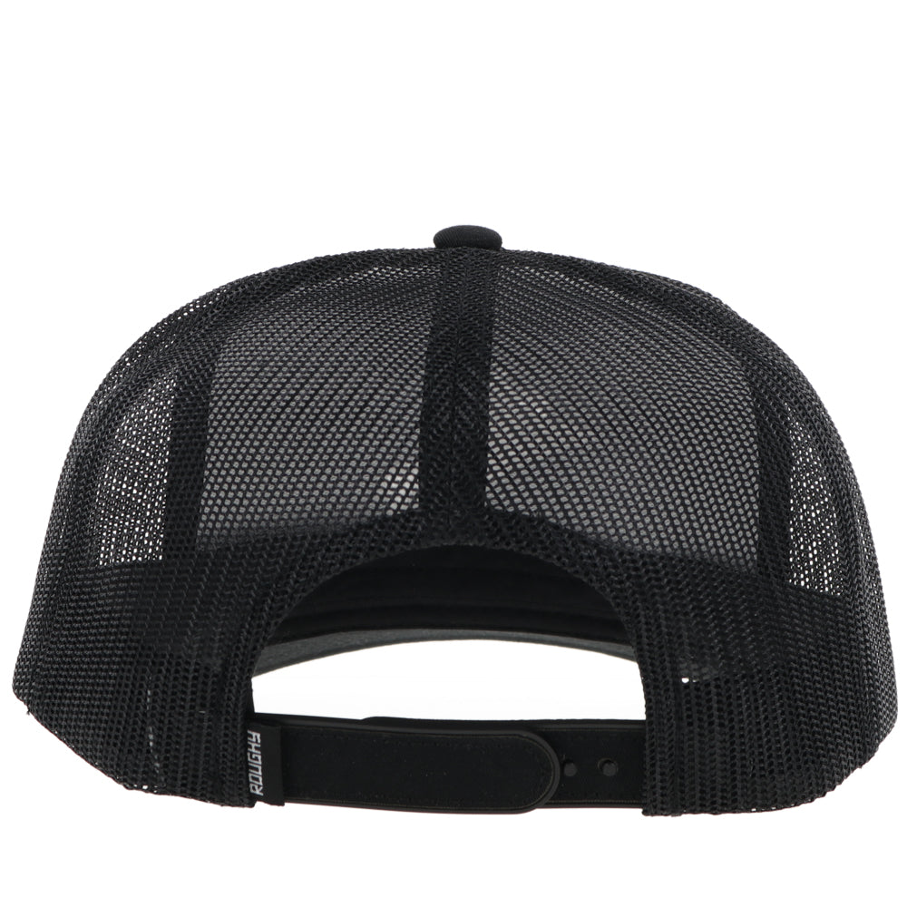 Hooey Whit Black White Logo Hat back view with mesh back and snapback closure