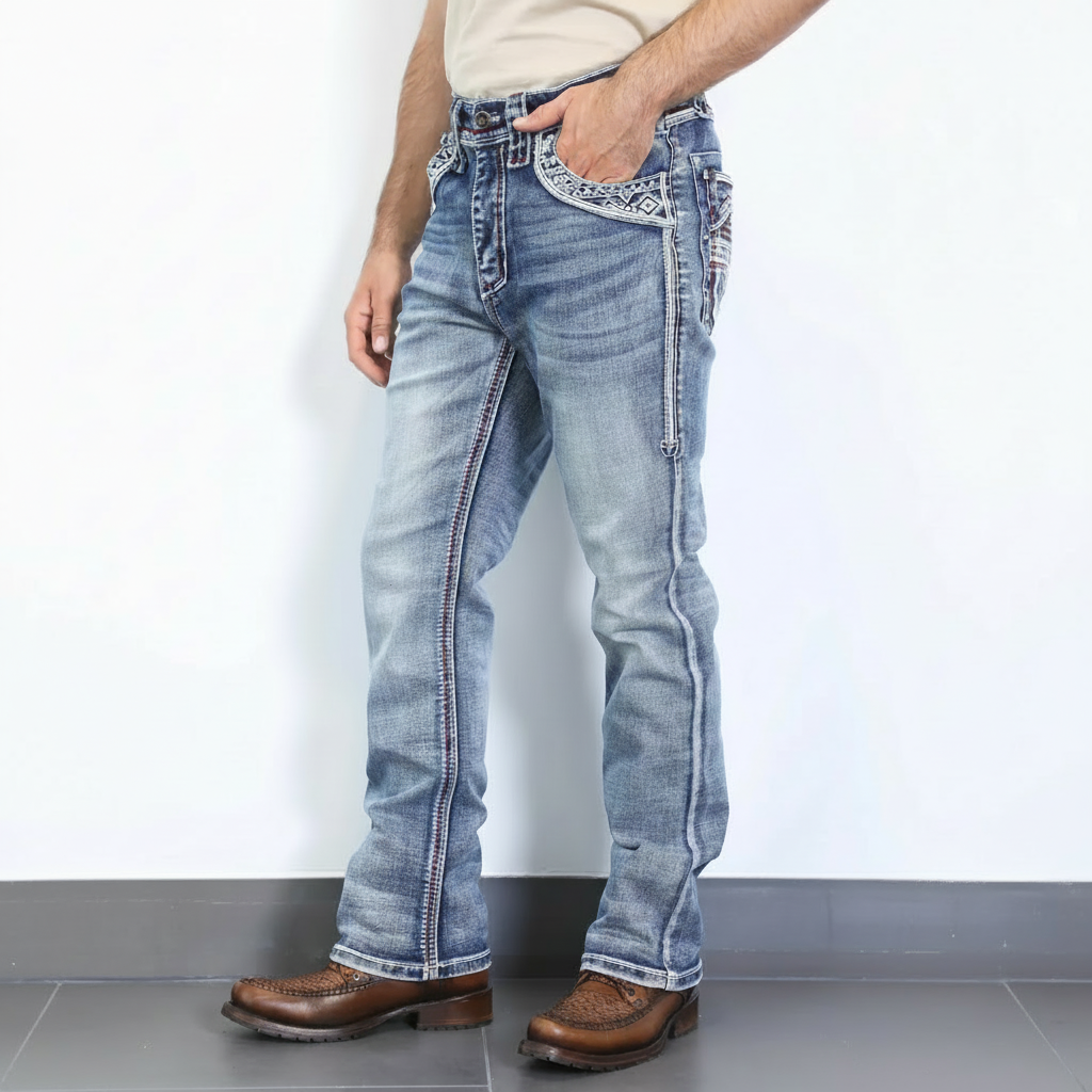 Vaqueros ajustados de corte bota azules para hombre de Holt