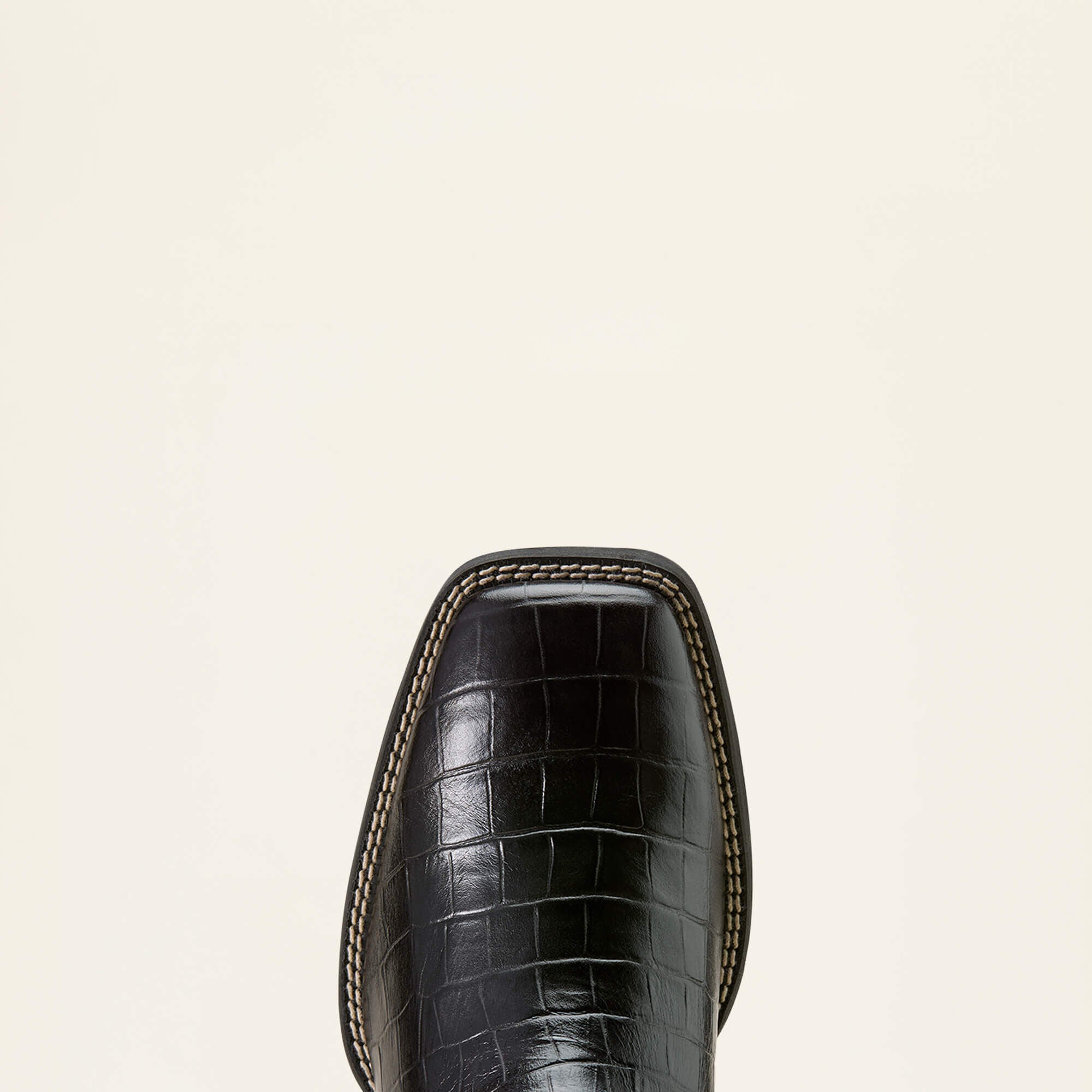 Close-up of Ariat Sport Latigo Wide Square Toe Cowboy Boot toe detail