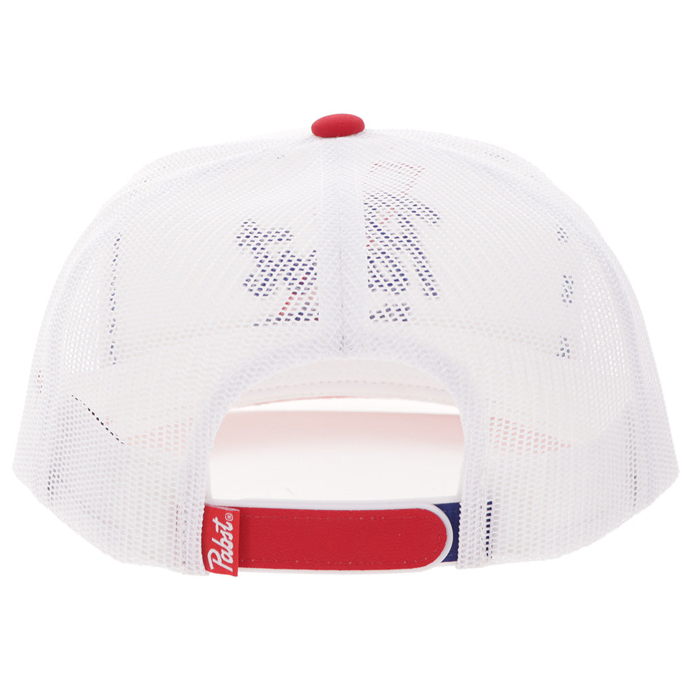 Hooey x Pabst Blue Ribbon White Red Hat back view with snapback closure