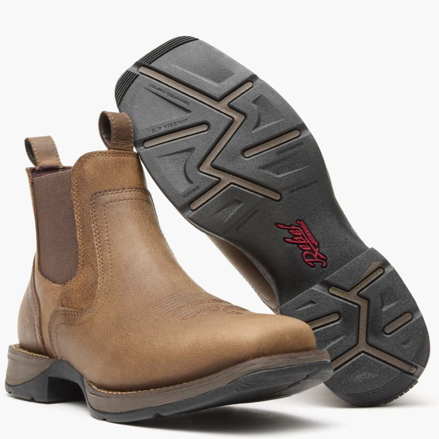 Durango Red Dirt Rebel Chelsea Boot outsole view showing tread pattern