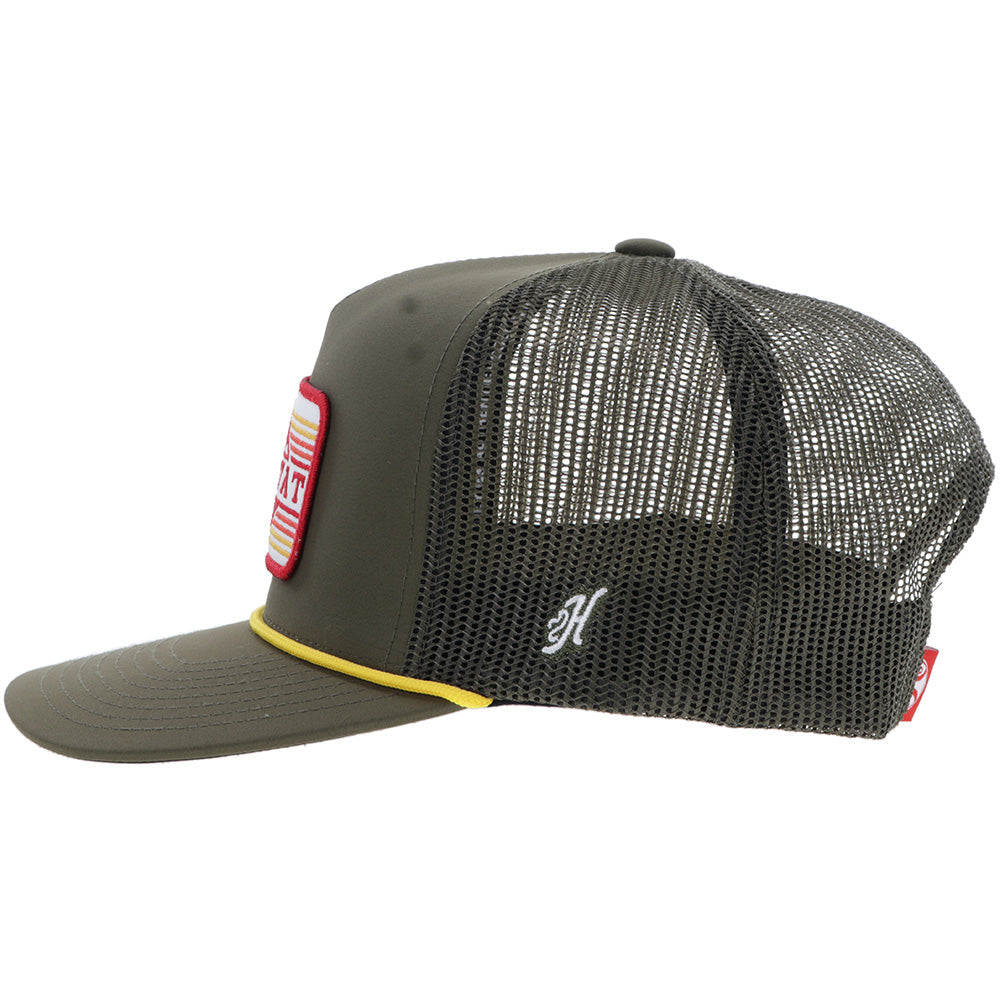Hooey Habitat Green Rectangle Patch Hat side view with mesh back