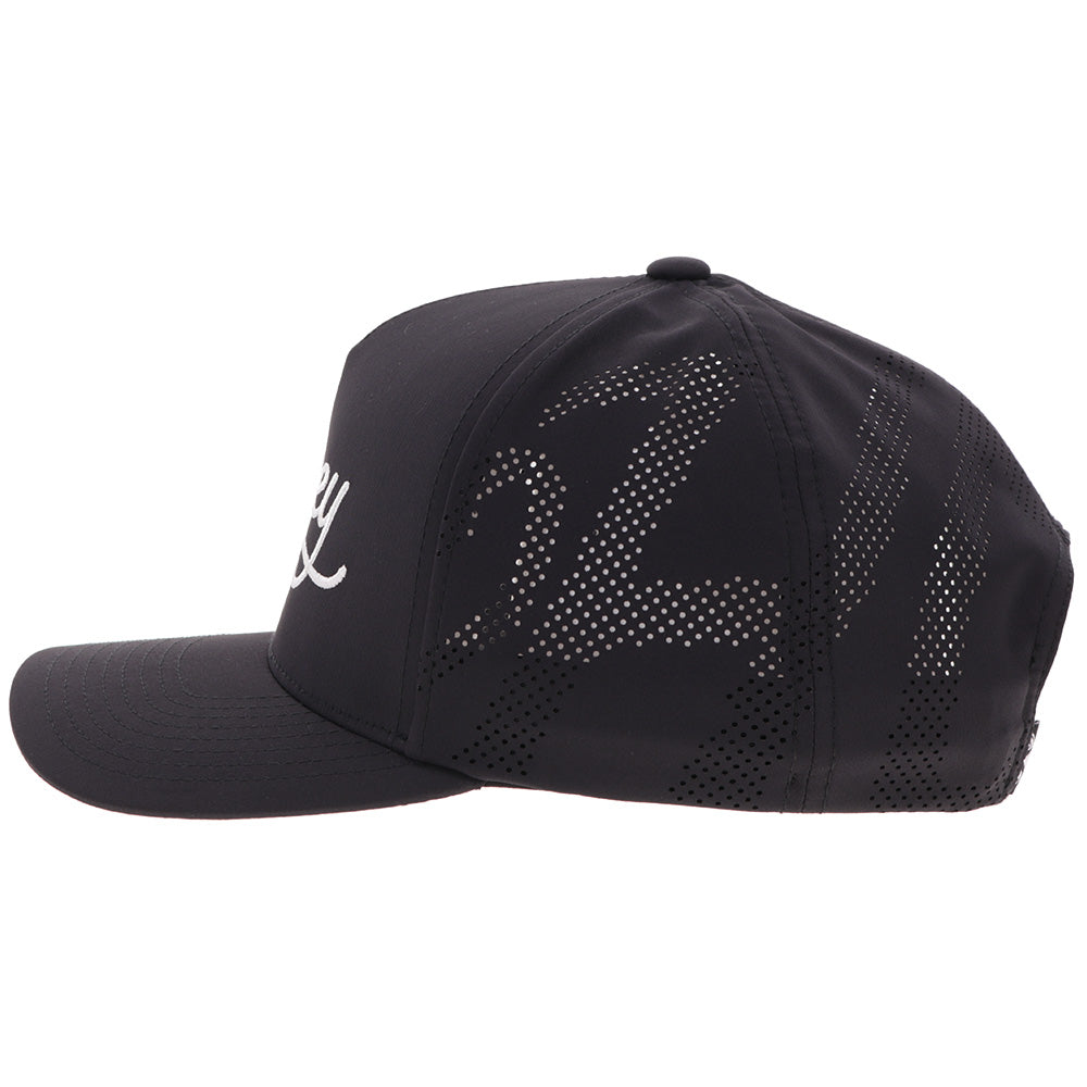 Hooey OG Black White Stitching Hat side view in black
