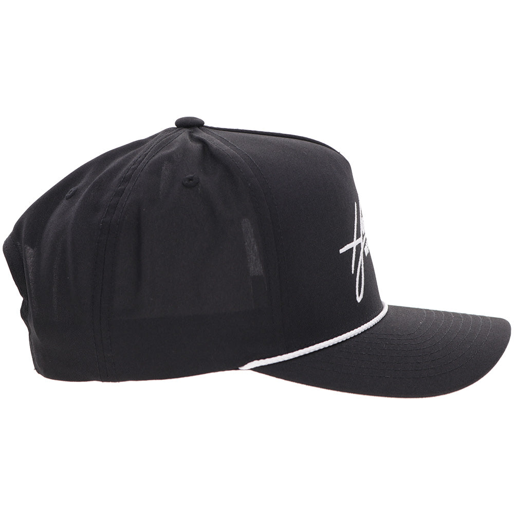 Hooey Mark Out Black White Stitching Hat side view in black