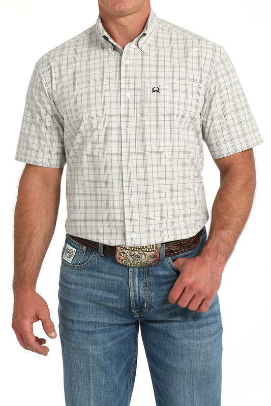 Short Sleeve Plaid Button-Down Western Shirt
