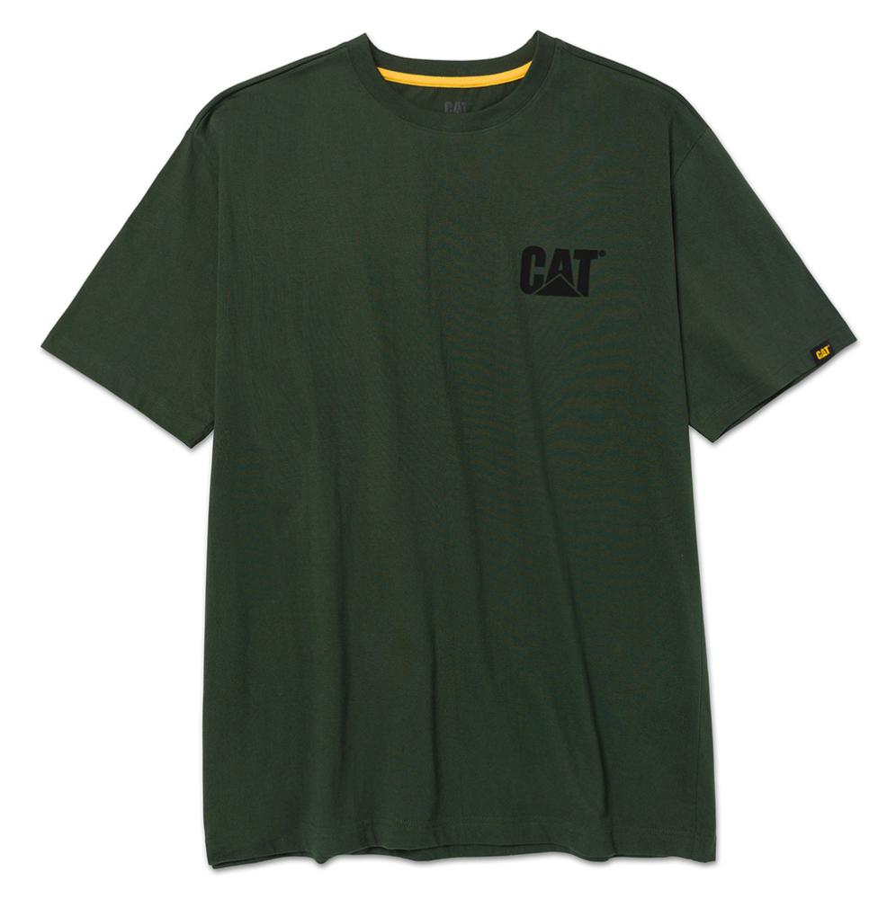 CAT Basic Chain Forest graphic tee for men in green with back logo print