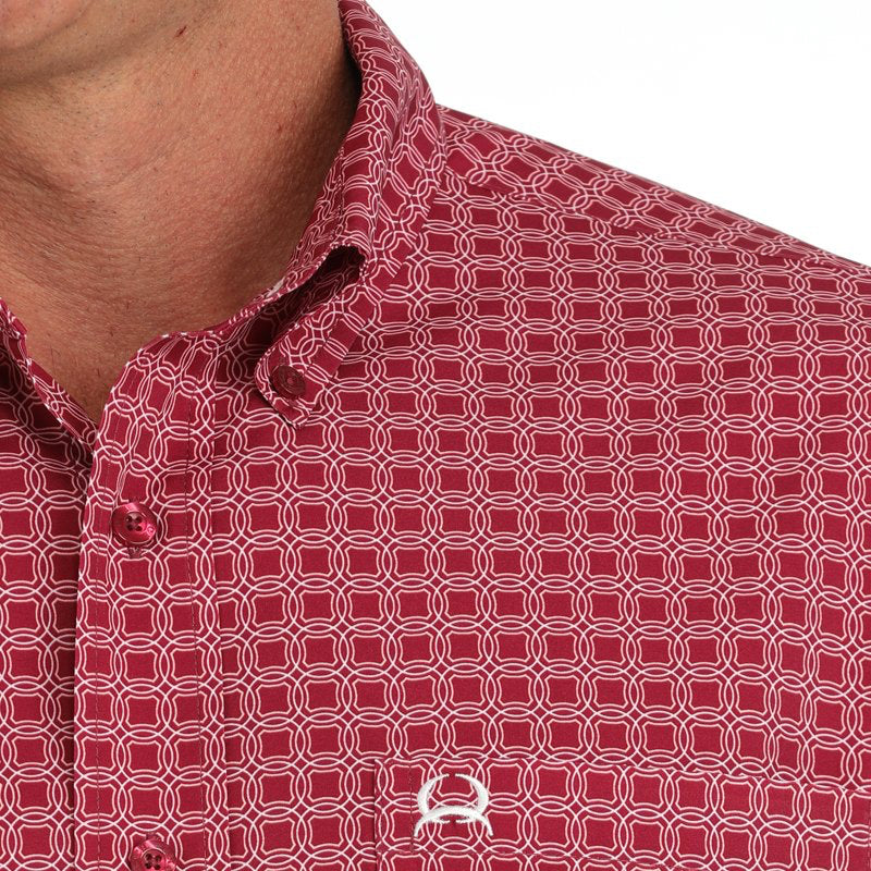 Short Sleeve Medallion Print Button-Down Western Shirt