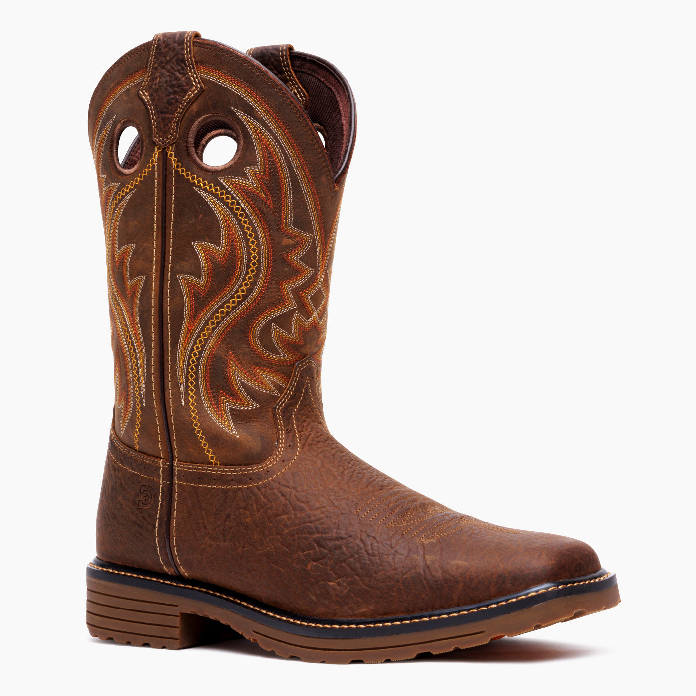 Durango Workhorse Work Boot angled side view in brown leather