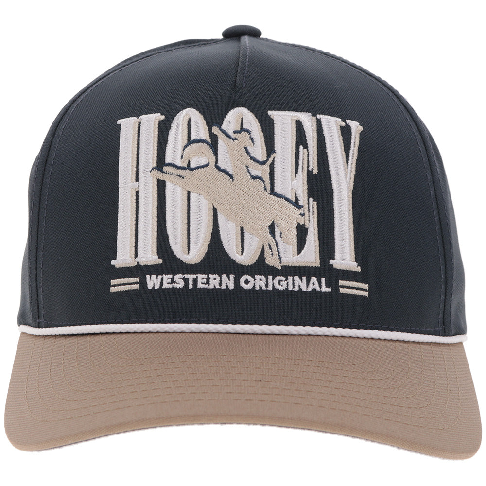 Hooey Wild Ride Navy Tan Hat front view in navy and tan