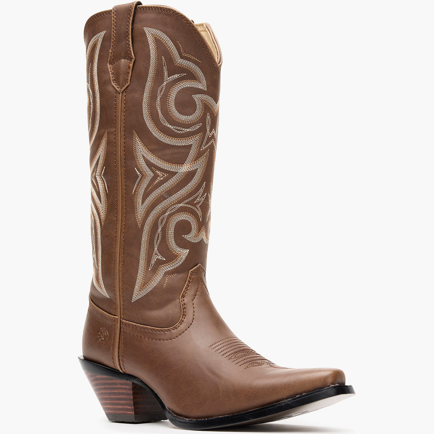 Crush by Durango Milk Chocolate Western Boot angled side view in brown leather