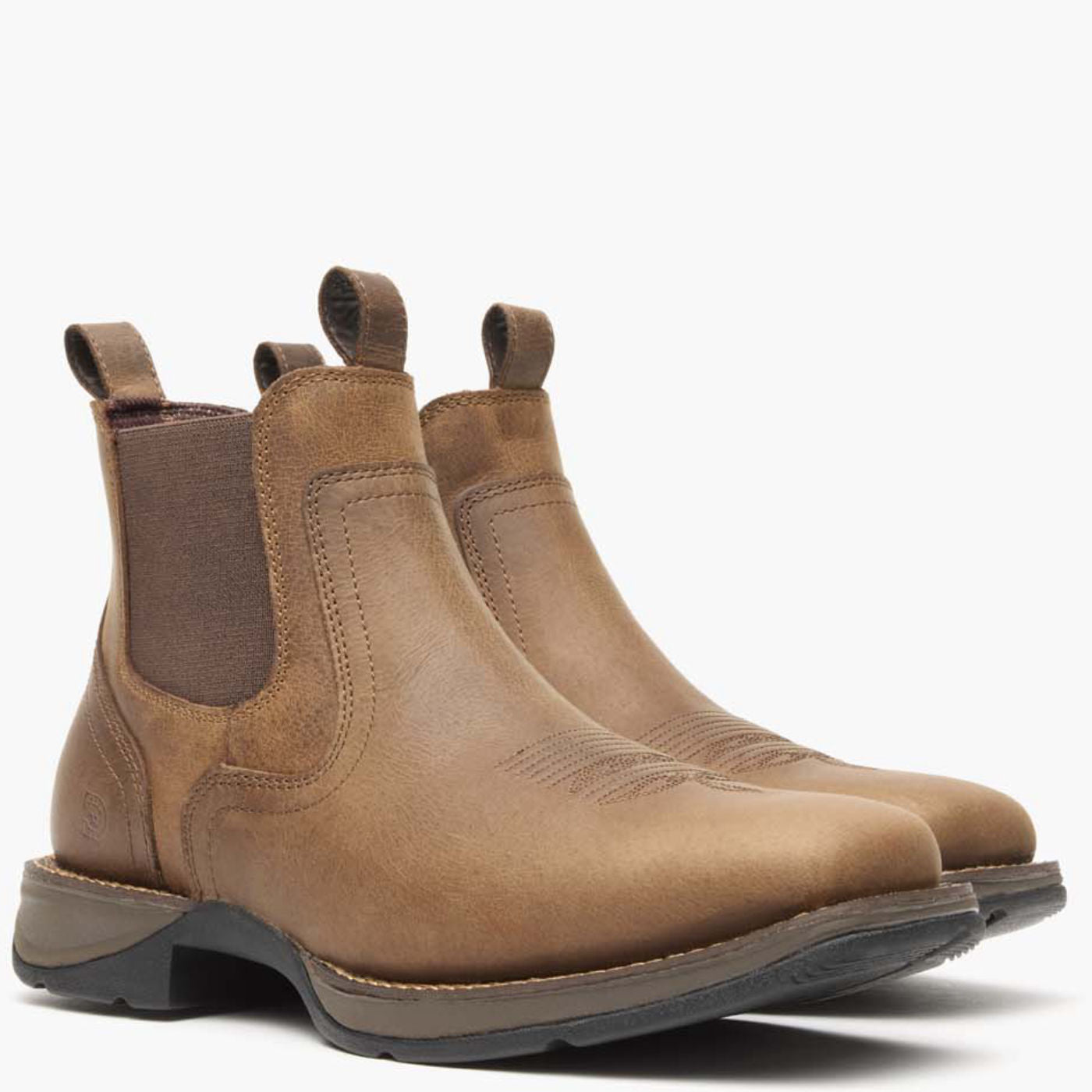 Pair of Durango Red Dirt Rebel Chelsea Boots in brown leather