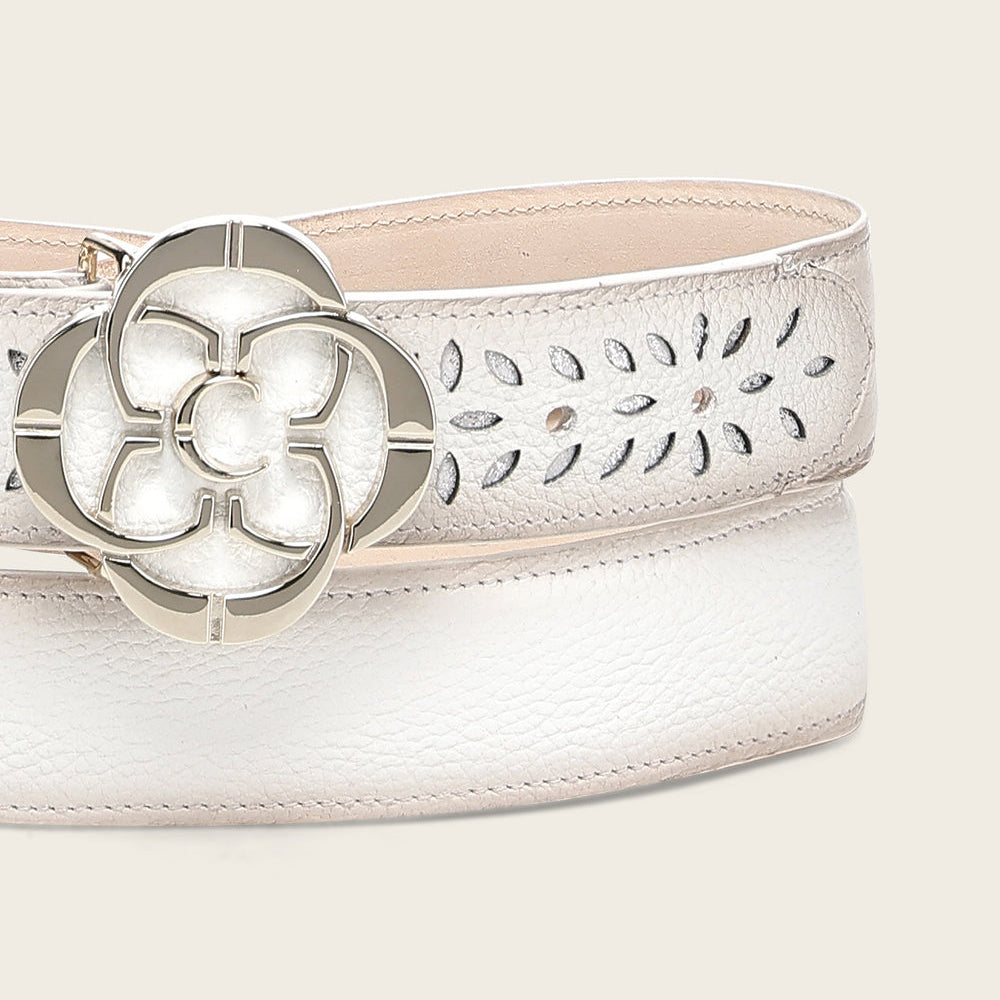 White Belt In Genuine Bovine Leather