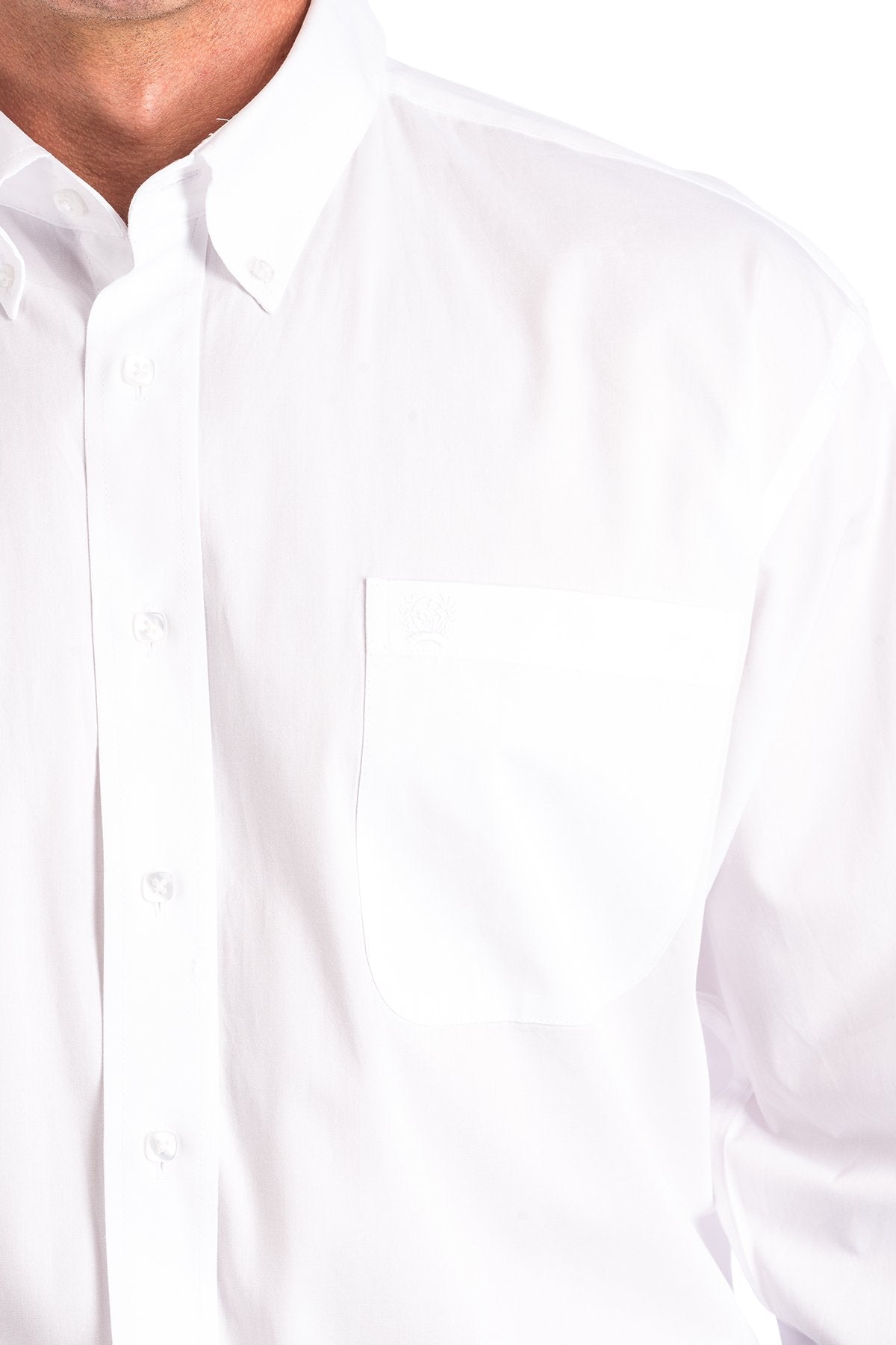 Solid White Button-Down Western Shirt