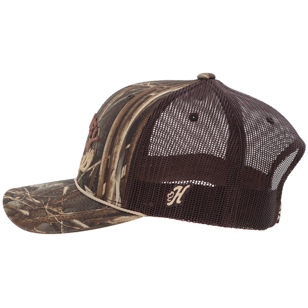 Hooey Outfitters Realtree Camo Brown Hat side view in camo and brown