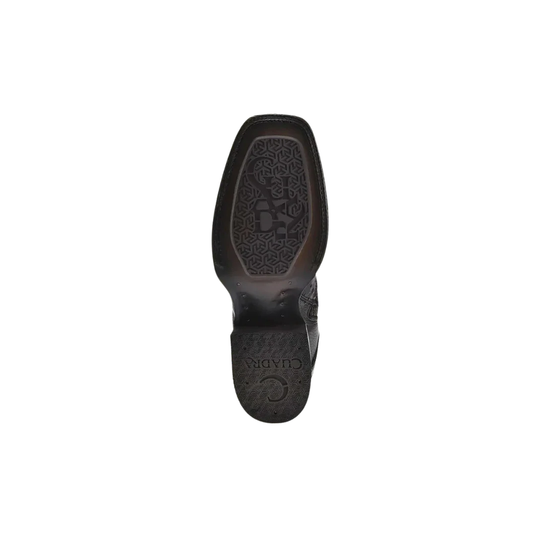 Black Ostrich Zipper & Elastic Square Toe Boot