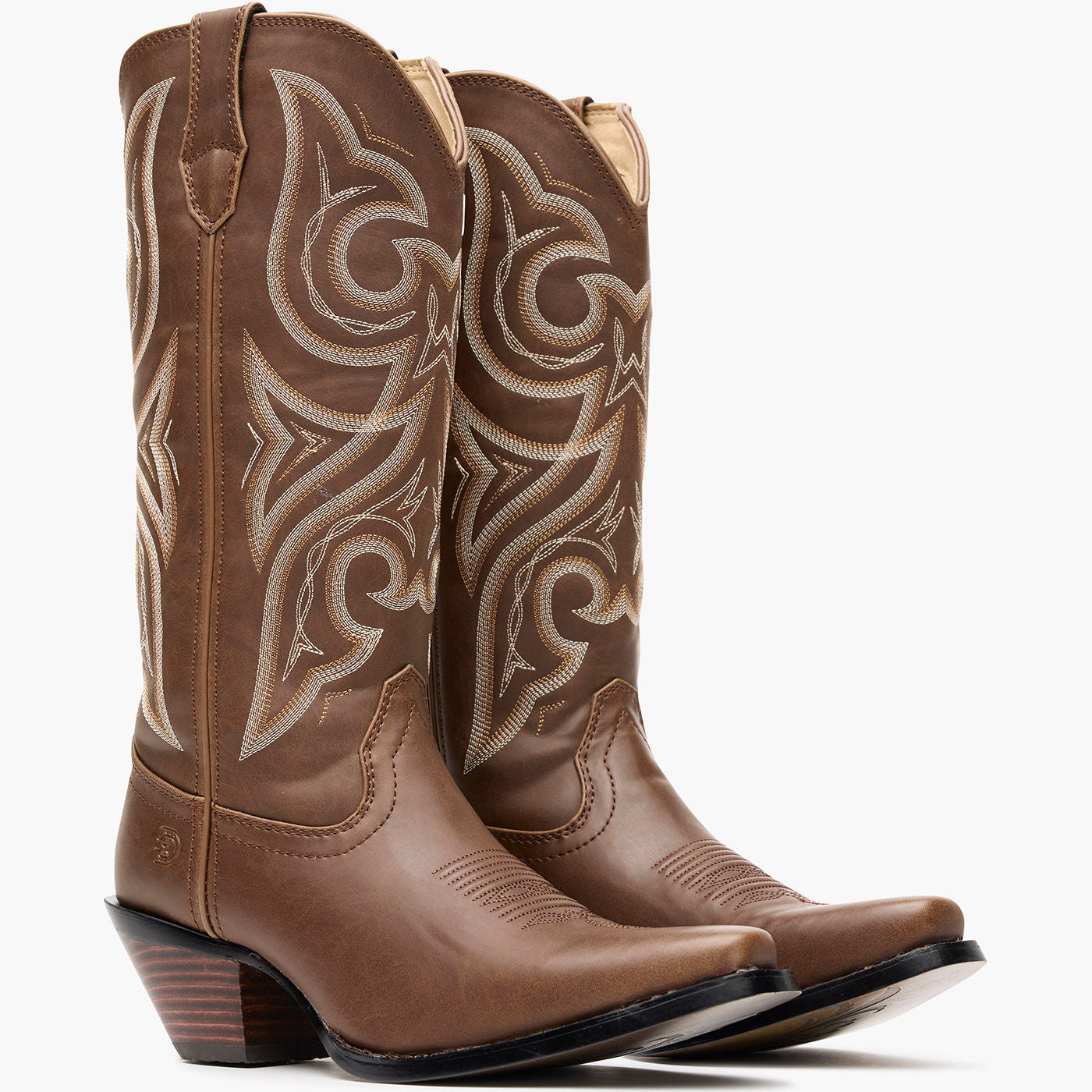Pair of Crush by Durango Milk Chocolate Western Boot angled profile in brown leather