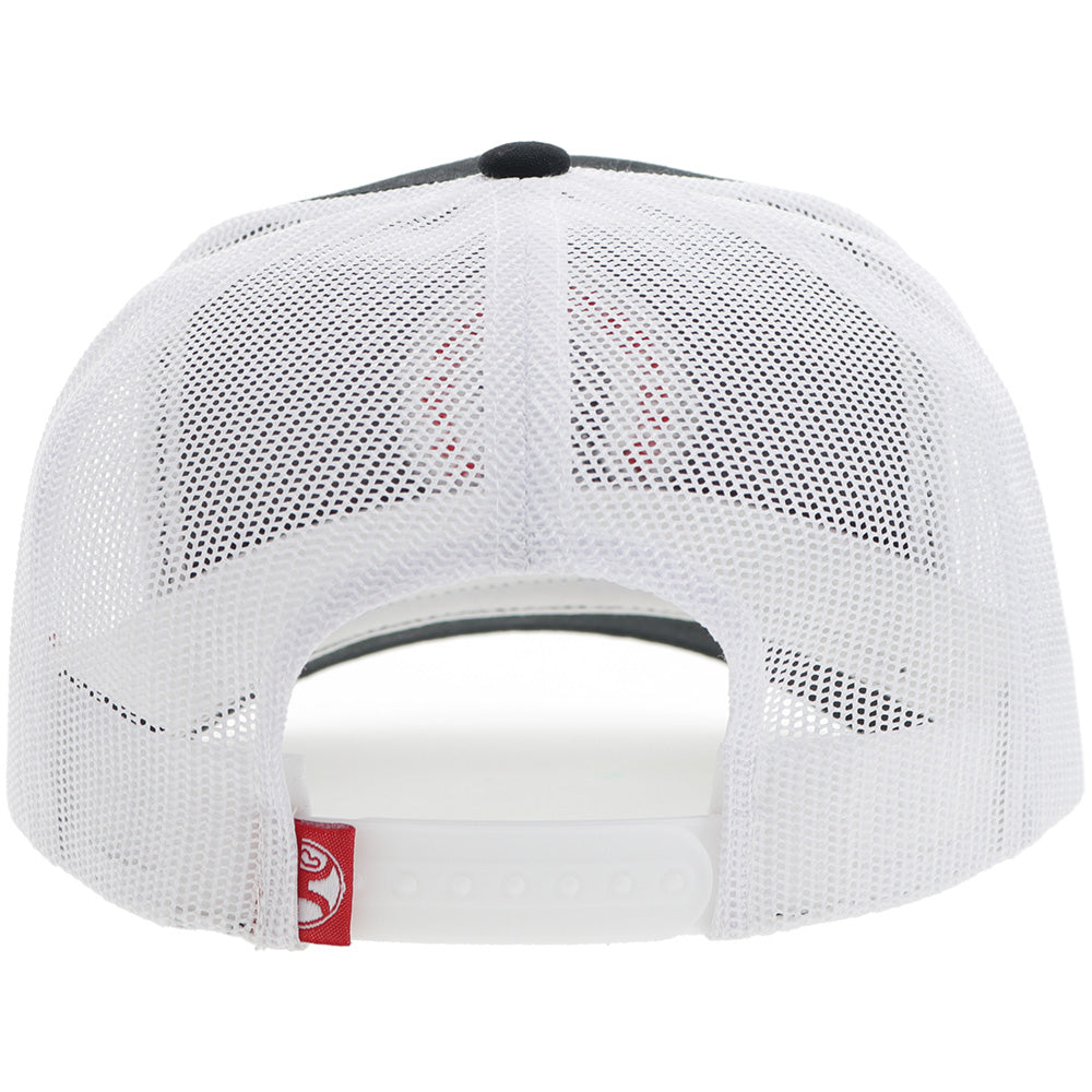 Hooey Quanah Black White Circle Patch Hat back view with snapback closure