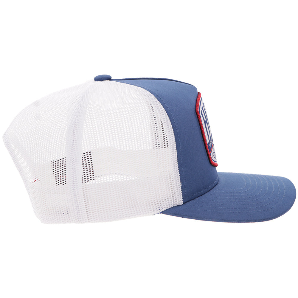 Hooey Salado Blue White Hat side view in blue and white