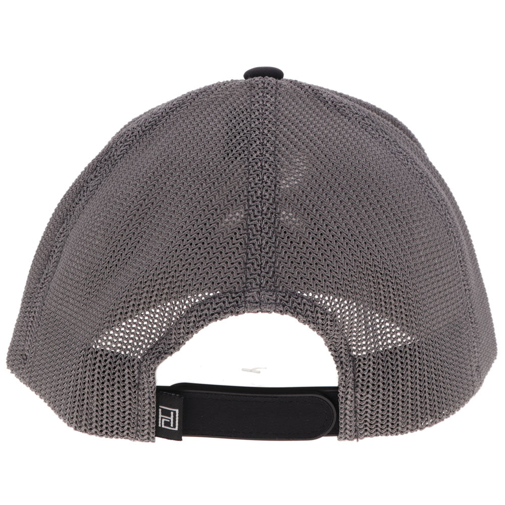 Hooey Classic Black Grey Golf Logo Hat back view in grey with snapback closure