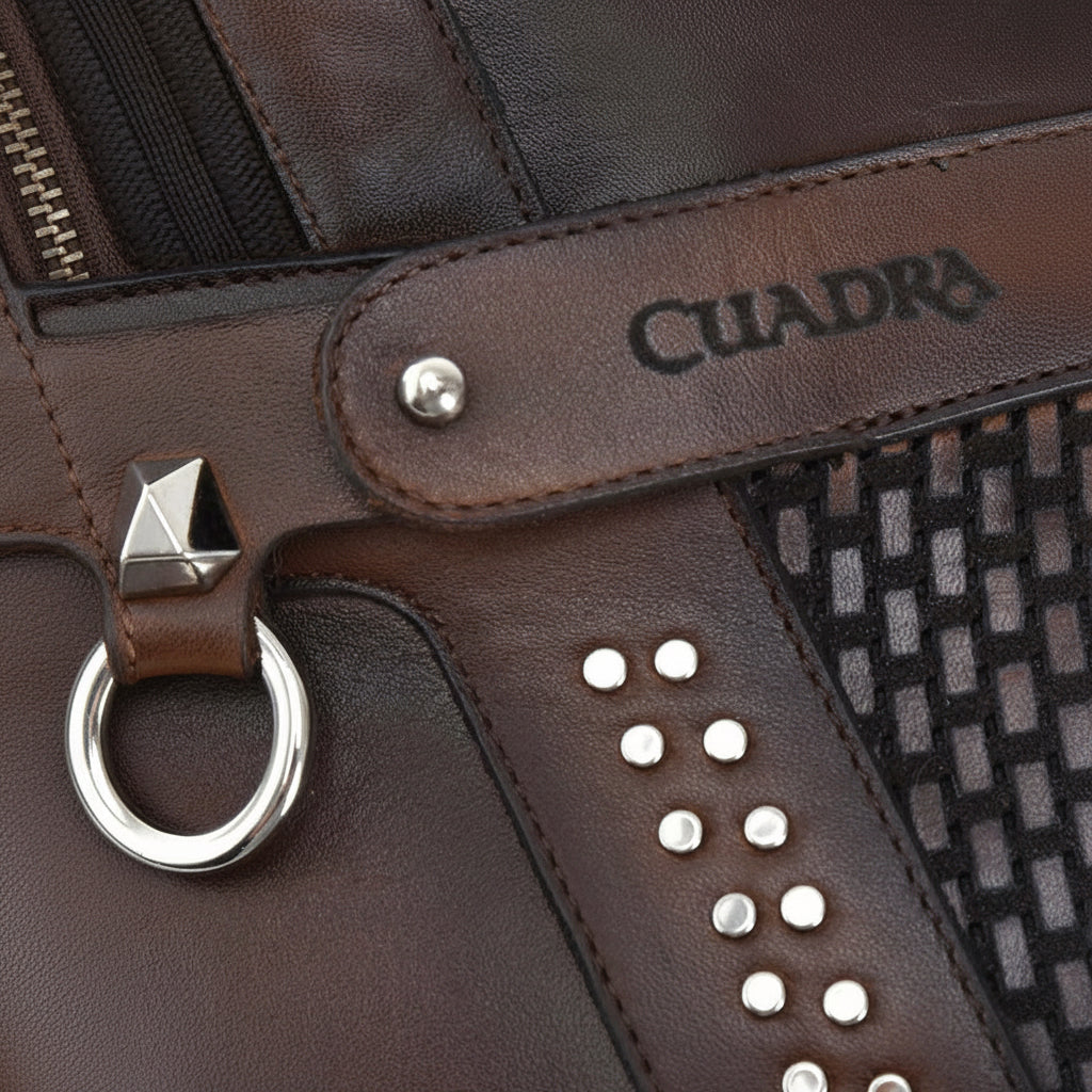 Close-up of buckle and stud detail on Cuadra Tall Stylish Honey Boot