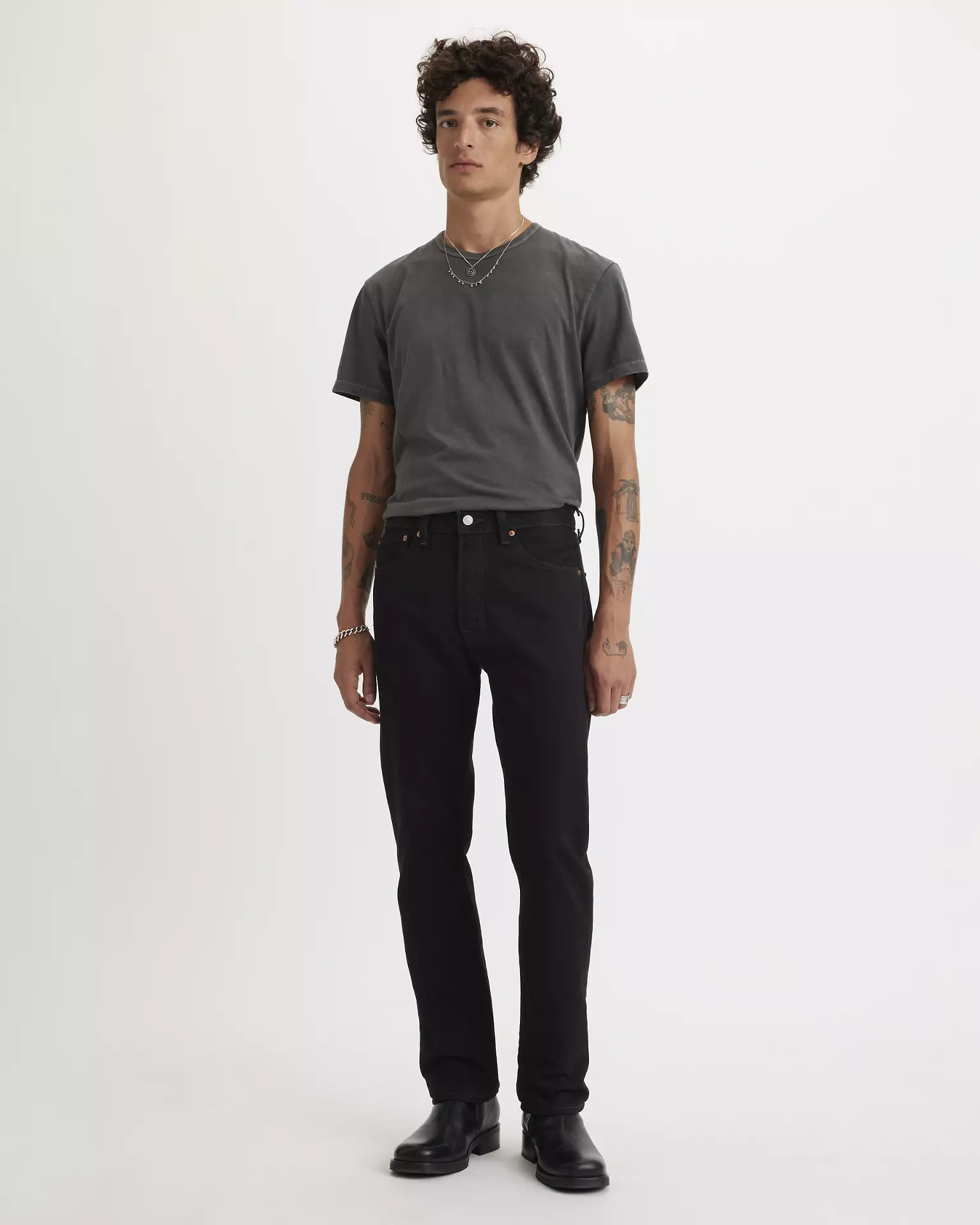 Levi’s 501 Original Fit Jean full body front view on model in black