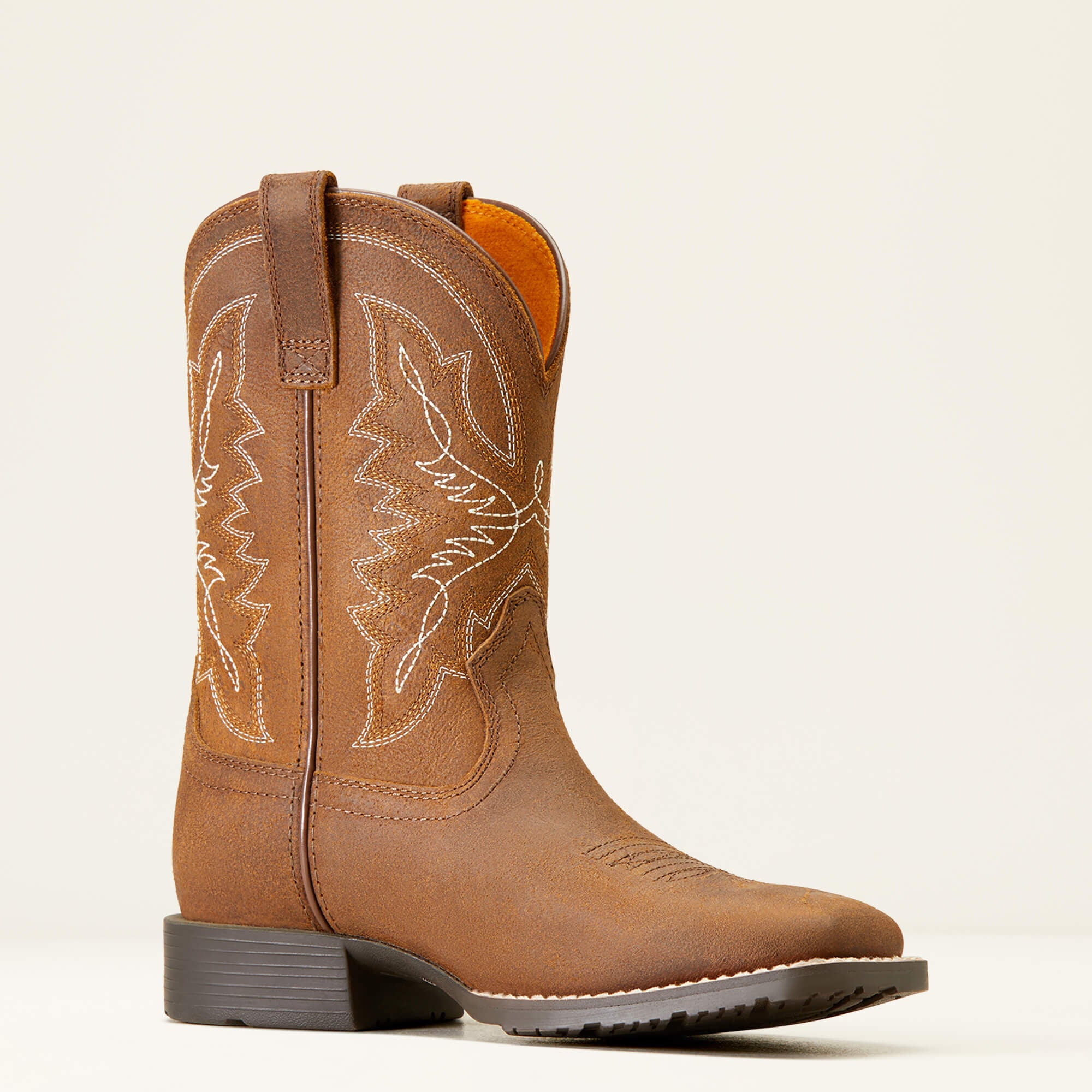 Side profile of Ariat Youth Hybrid Rancher Western Boot in brown
