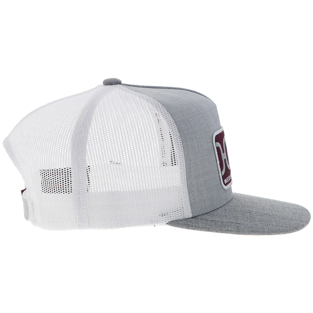 "Loop" Hooey Hat Grey/White W/ Maroon Rectangle Patch