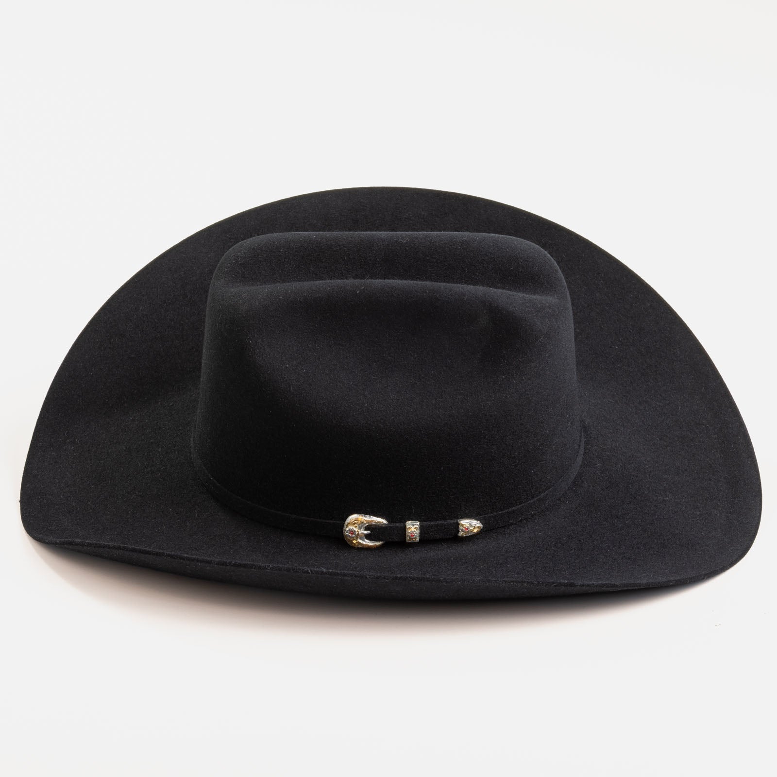 Larry Mahan 6X Real Black Fur Felt Western Hat side view in black felt