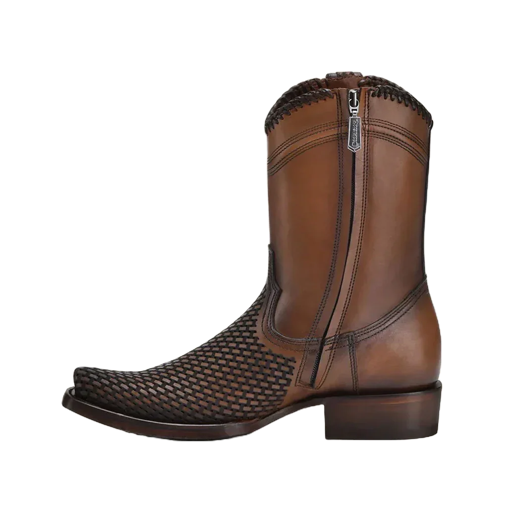 Denver Brown Laser & Woven Narrow Square Toe Boots