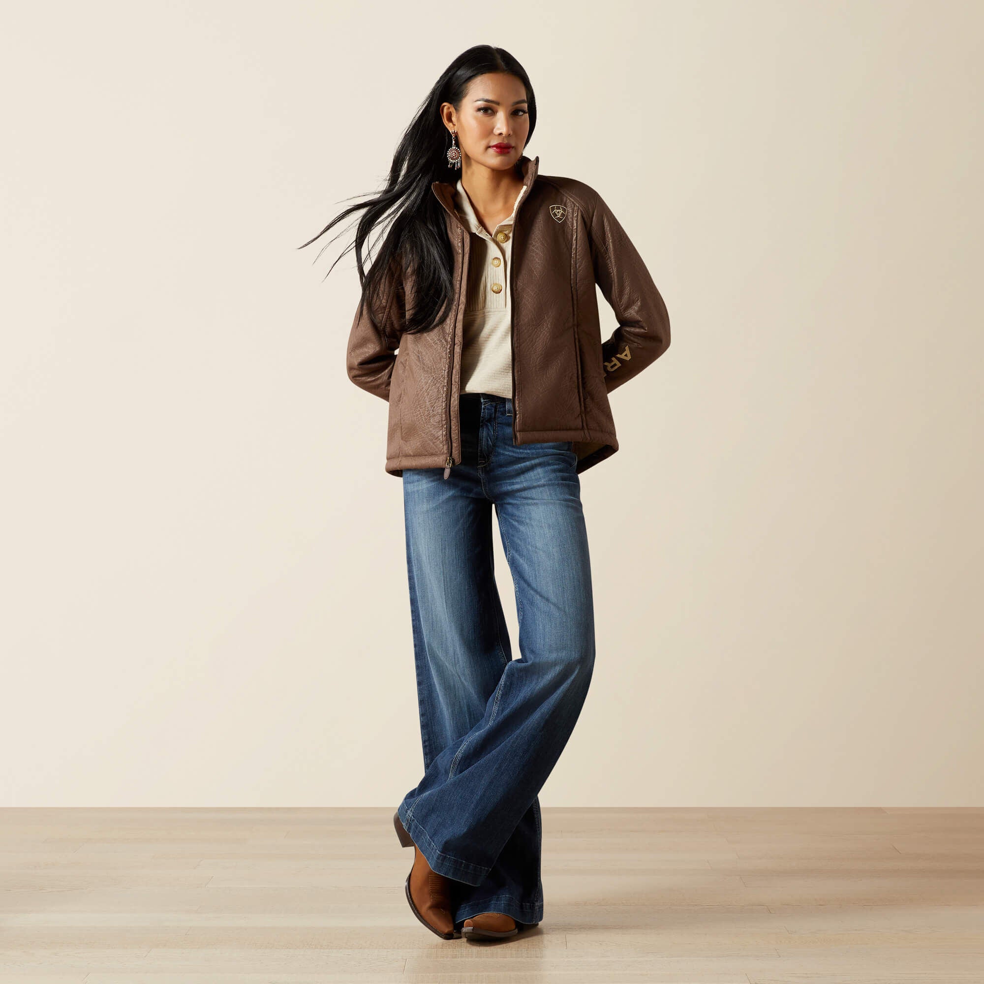 Logo Softshell Faux Leather Jacket