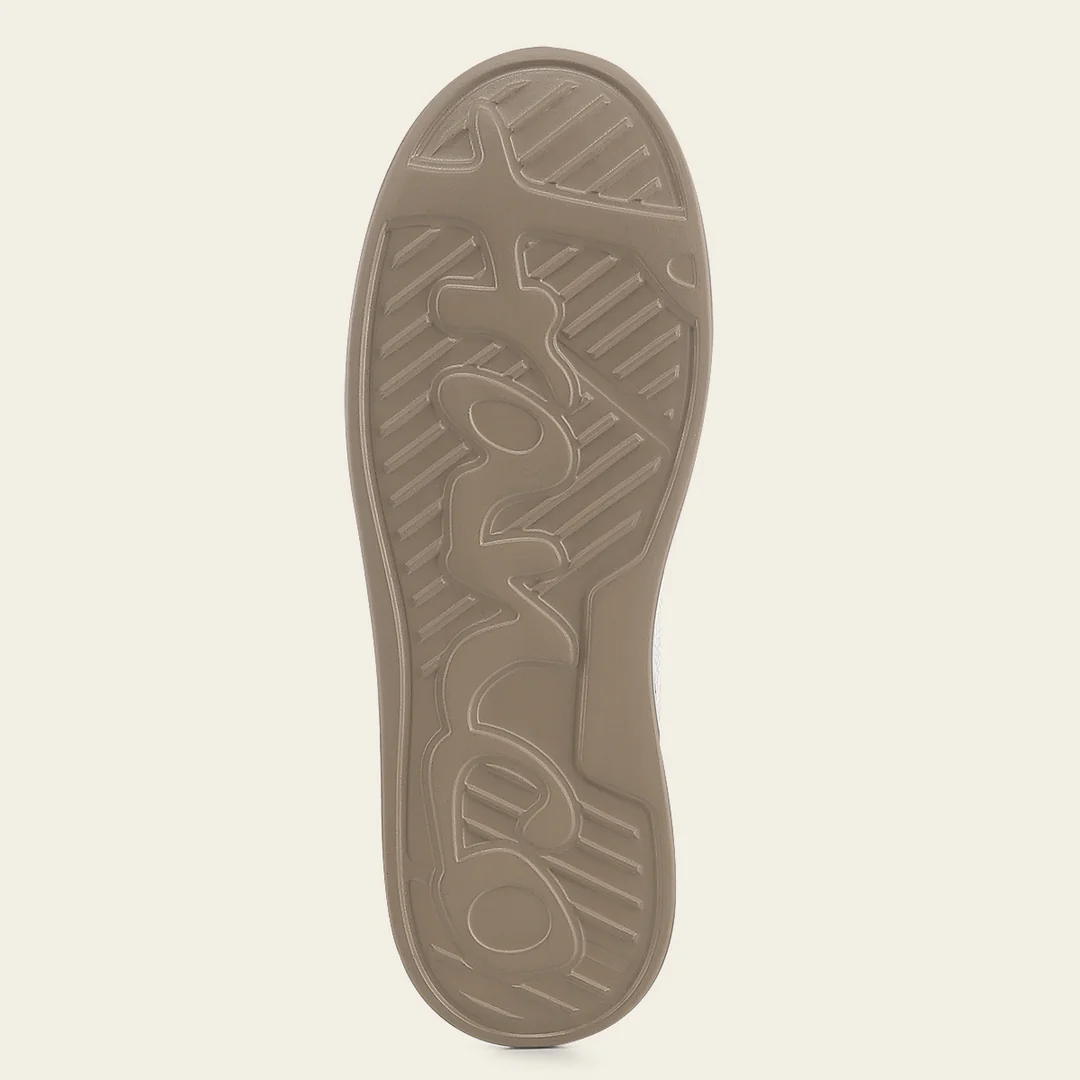 Outsole view of Cuadra Beige Deer Leather Lace-Up Sneaker showing tread pattern