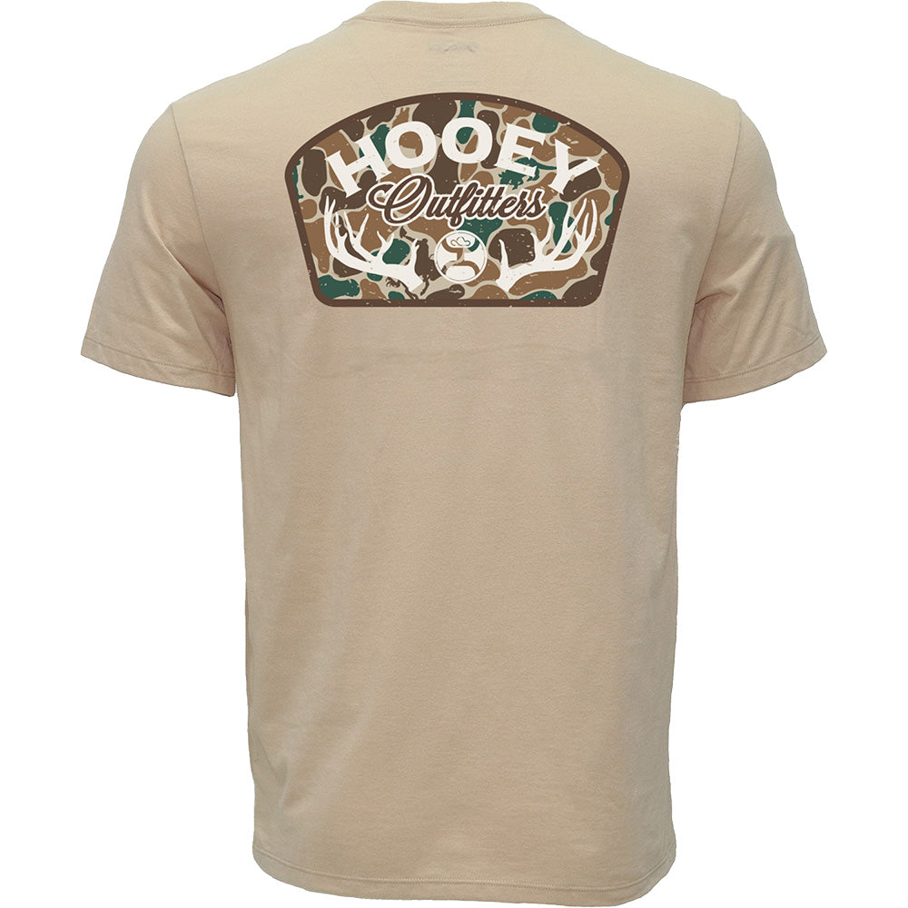 Hooey Outfitters Tan T-Shirt back view in tan with Hooey graphic logo